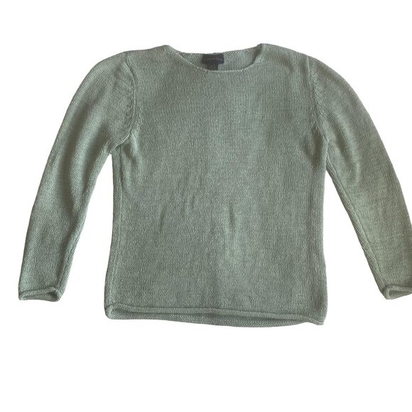 CHARTER CLUB Pastel Teal Rolled Hem Vintage Sweater Medium Soft Knit 90s Style - Picture 3 of 11